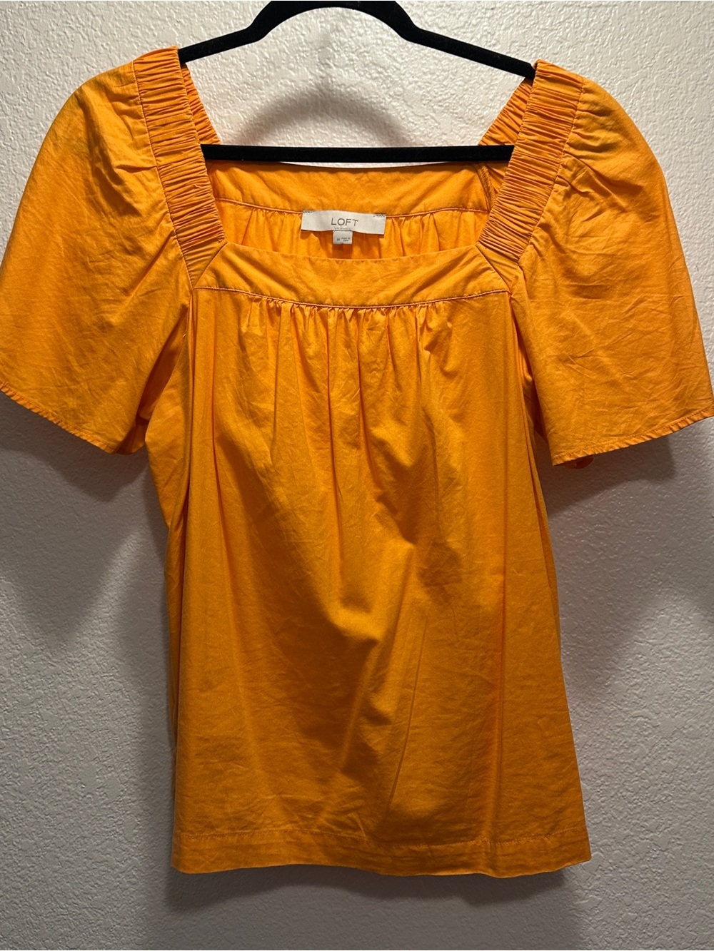 ORANGE SQUARE NECK PUFF SLEEVE BLOUSE